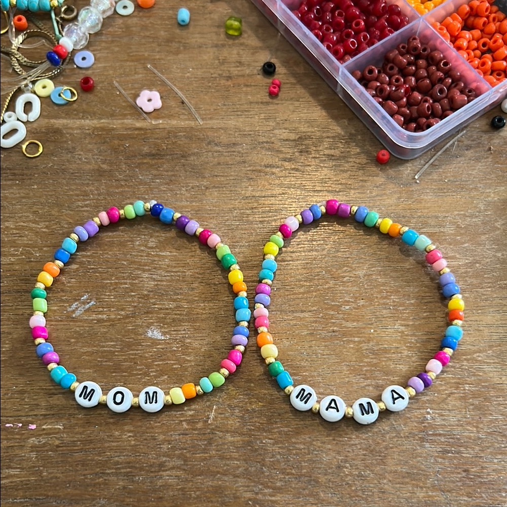 Colorful Beaded Bracelets with Letter Beads